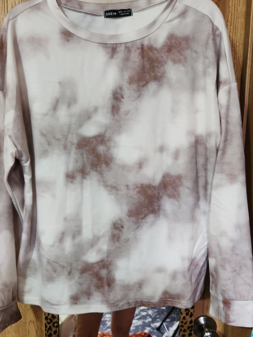 SHEIN Mauve Tie-Dye Long Sleeve Top W Joggers, Set